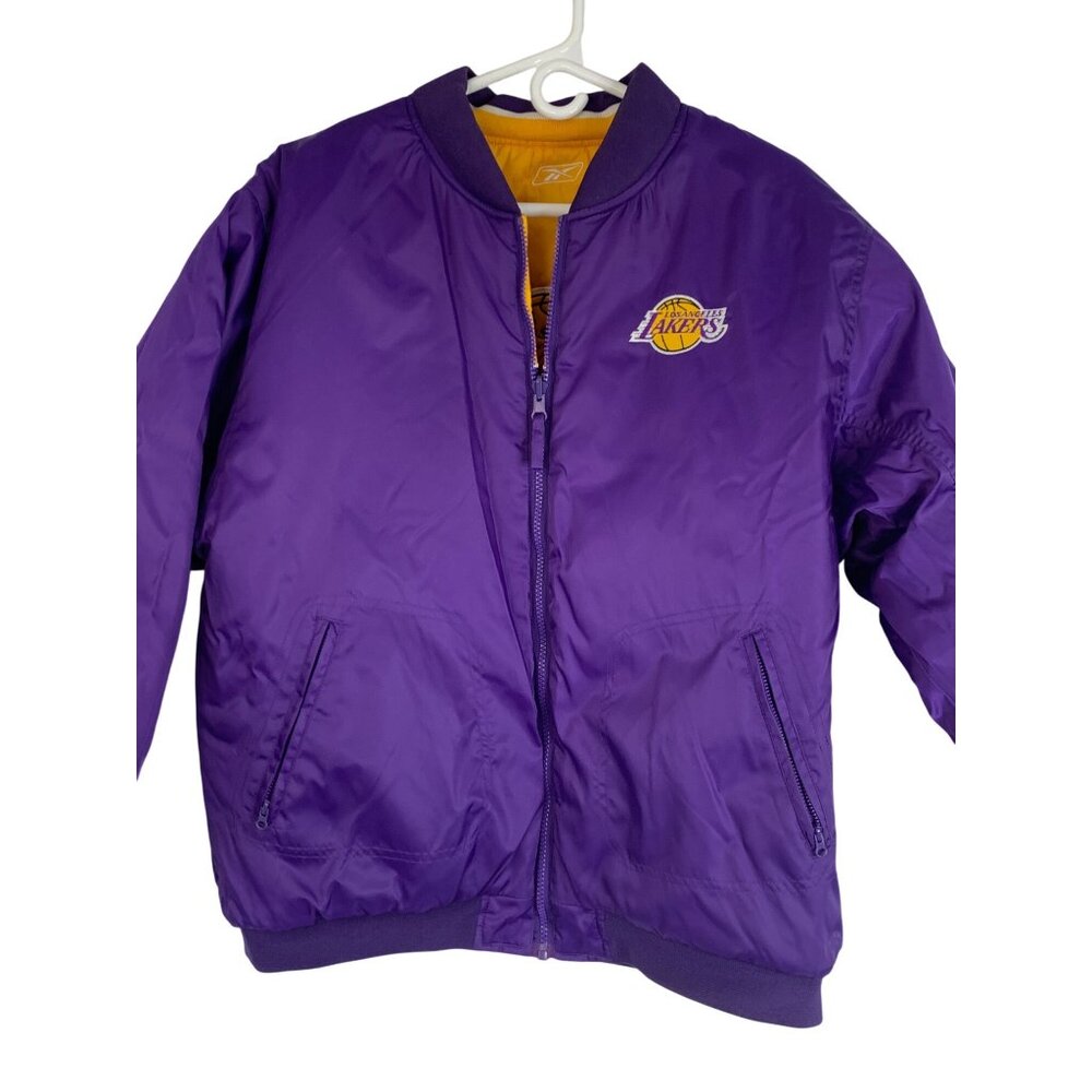 Los Angeles Lakers Boys Youth Reversible Puffer Jacket XL 18–20 Reebok RFF10658 - Picture 2 of 11